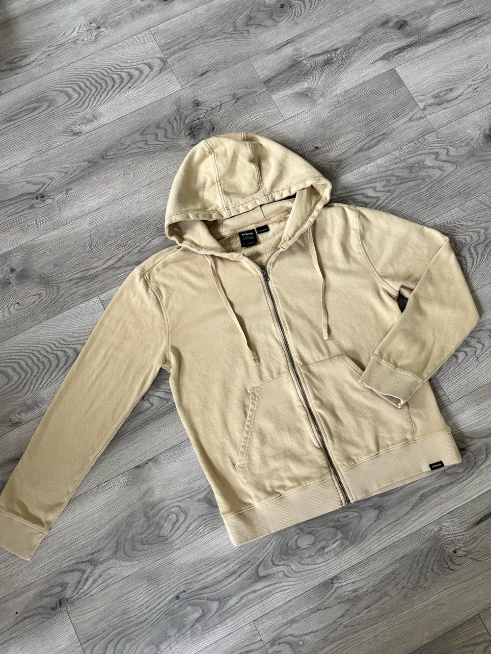 Prana Organic Beige Zip-Up Hoodie 100% Cotton - Women’s size Large